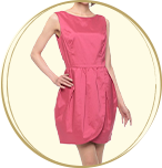 Rirandture 巻きスカート風 チューリップヘムデザイン ミディアムドレス ピンク